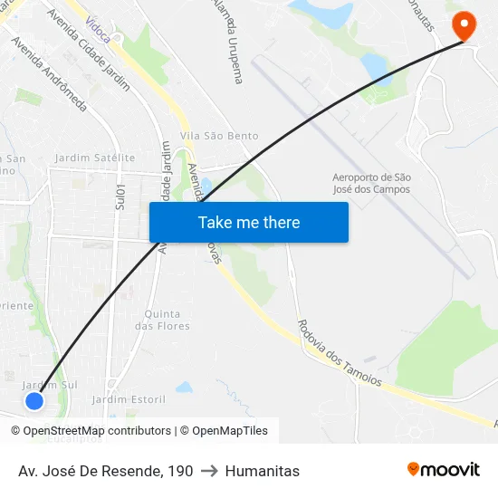 Av. José De Resende, 190 to Humanitas map