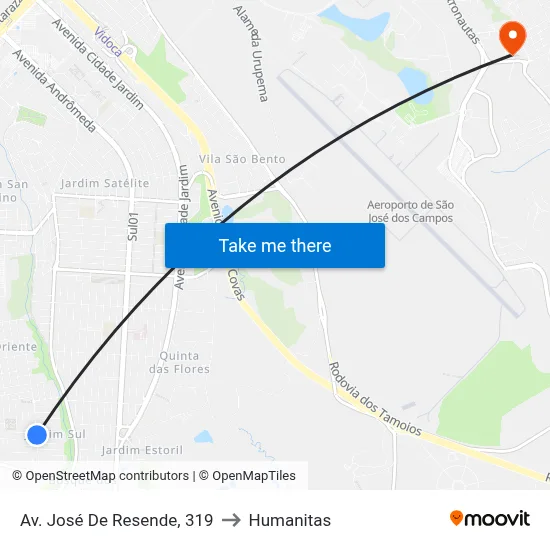 Av. José De Resende, 319 to Humanitas map