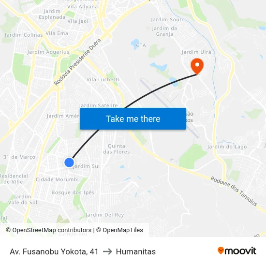 Av. Fusanobu Yokota, 41 to Humanitas map
