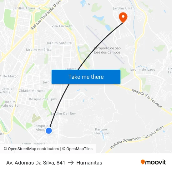 Av. Adonias Da Silva, 841 to Humanitas map