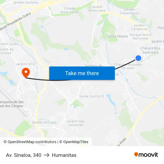 Av. Sinaloa, 340 to Humanitas map