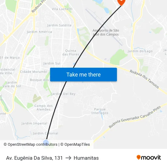 Av. Eugênia Da Silva, 131 to Humanitas map