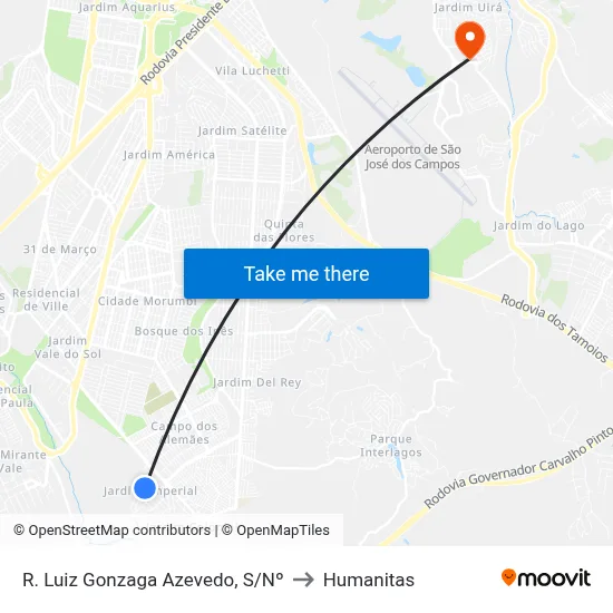 R. Luiz Gonzaga Azevedo, S/Nº to Humanitas map