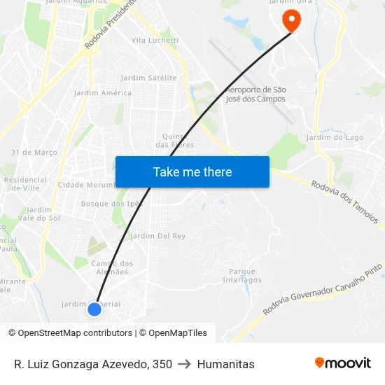 R. Luiz Gonzaga Azevedo, 350 to Humanitas map