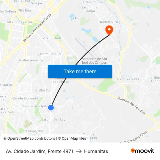 Av. Cidade Jardim, Frente 4971 to Humanitas map