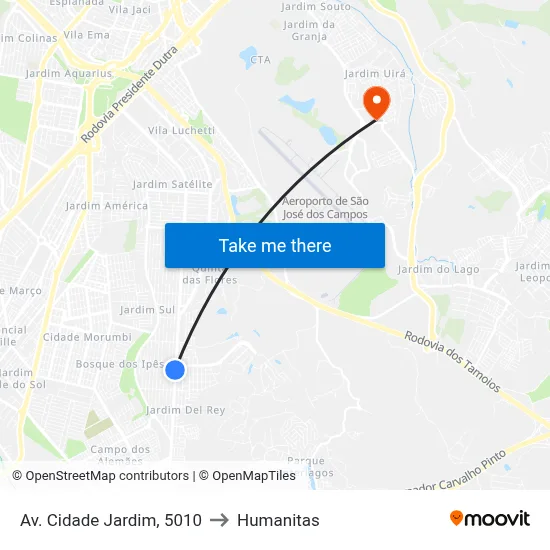 Av. Cidade Jardim, 5010 to Humanitas map