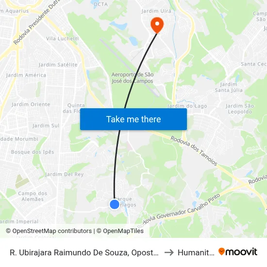 R. Ubirajara Raimundo De Souza, Oposto 393 to Humanitas map
