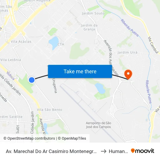 Av. Marechal Do Ar Casimiro Montenegro Filho, 470 to Humanitas map