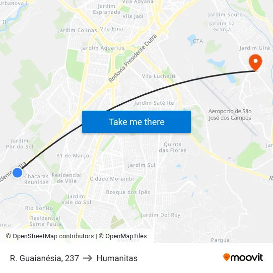 R. Guaianésia, 237 to Humanitas map