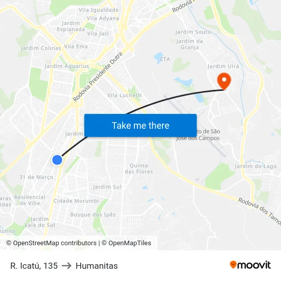R. Icatú, 135 to Humanitas map