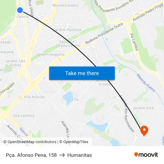 Pça. Afonso Pena, 158 to Humanitas map