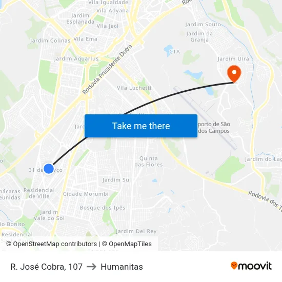 R. José Cobra, 107 to Humanitas map