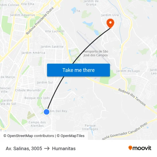 Av. Salinas, 3005 to Humanitas map
