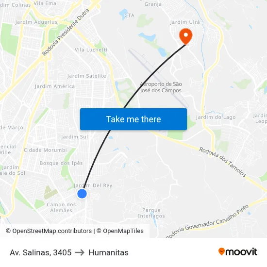 Av. Salinas, 3405 to Humanitas map