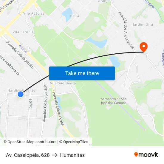 Av. Cassiopéia, 628 to Humanitas map
