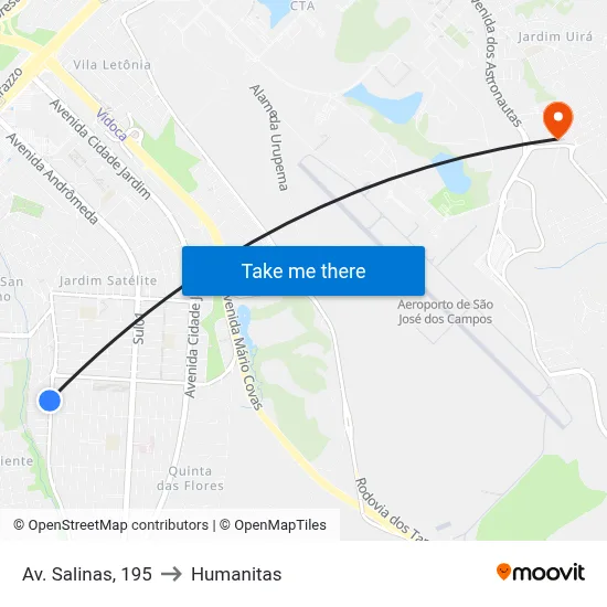 Av. Salinas, 195 to Humanitas map