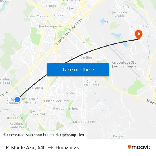 R. Monte Azul, 640 to Humanitas map
