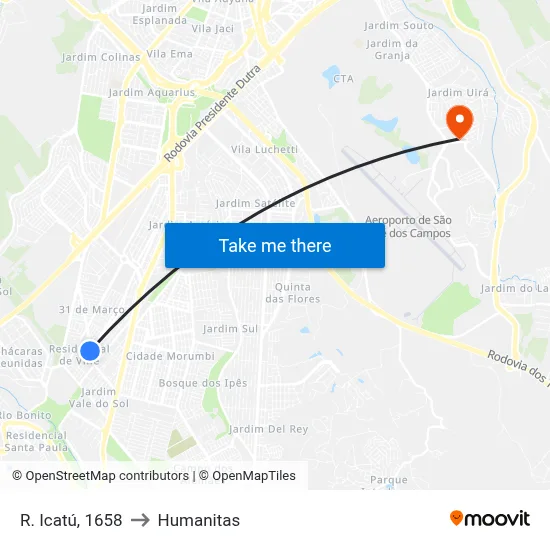 R. Icatú, 1658 to Humanitas map