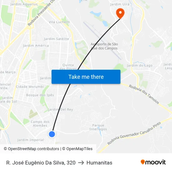 R. José Eugênio Da Silva, 320 to Humanitas map