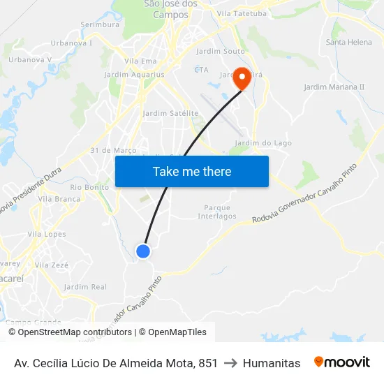 Av. Cecília Lúcio De Almeida Mota, 851 to Humanitas map