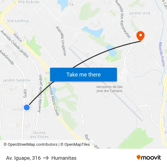 Av. Iguape, 316 to Humanitas map