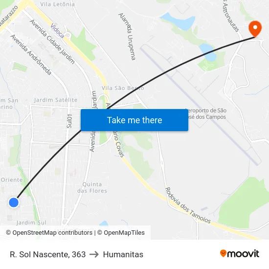 R. Sol Nascente, 363 to Humanitas map