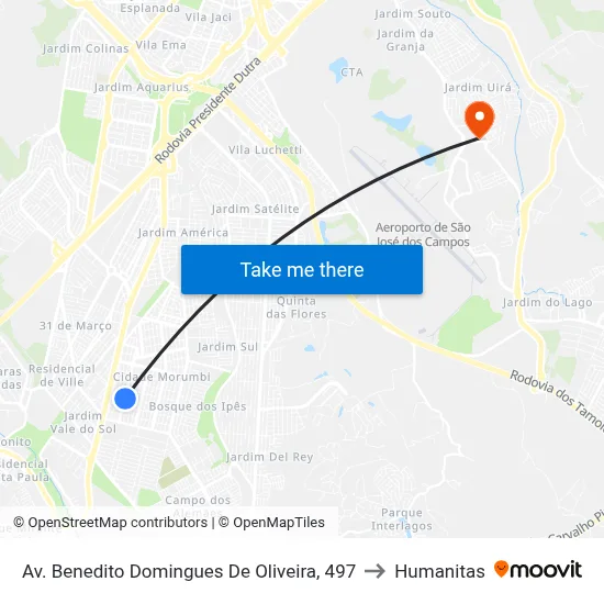 Av. Benedito Domingues De Oliveira, 497 to Humanitas map