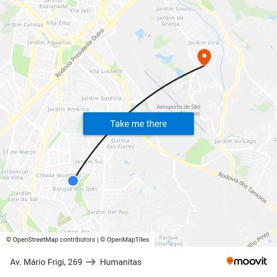 Av. Mário Frigi, 269 to Humanitas map