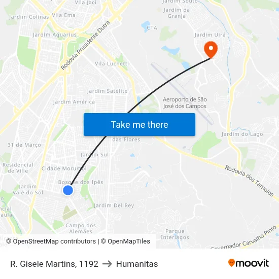 R. Gisele Martins, 1192 to Humanitas map