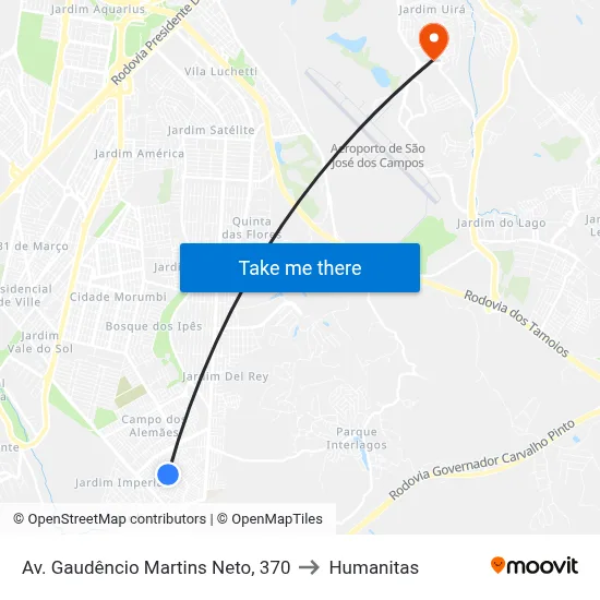 Av. Gaudêncio Martins Neto, 370 to Humanitas map