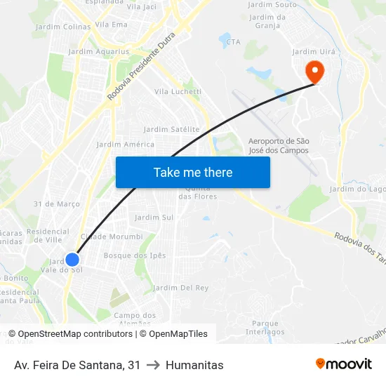 Av. Feira De Santana, 31 to Humanitas map