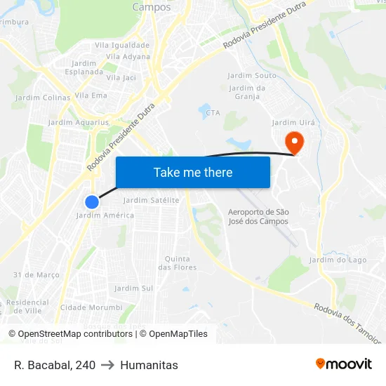 R. Bacabal, 240 to Humanitas map