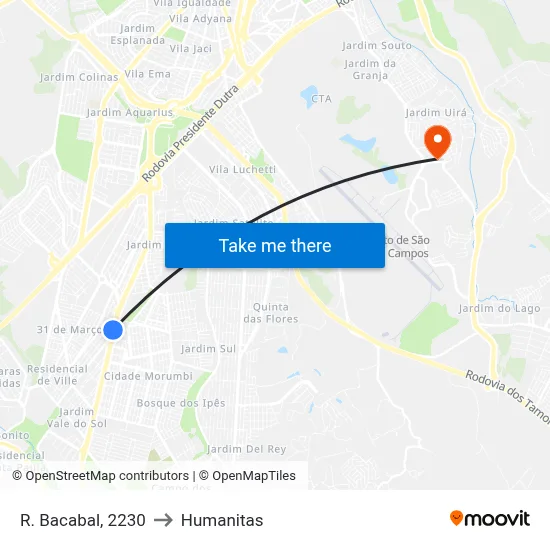 R. Bacabal, 2230 to Humanitas map