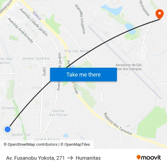 Av. Fusanobu Yokota, 271 to Humanitas map