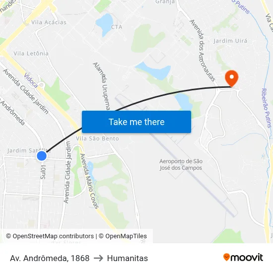 Av. Andrômeda, 1868 to Humanitas map