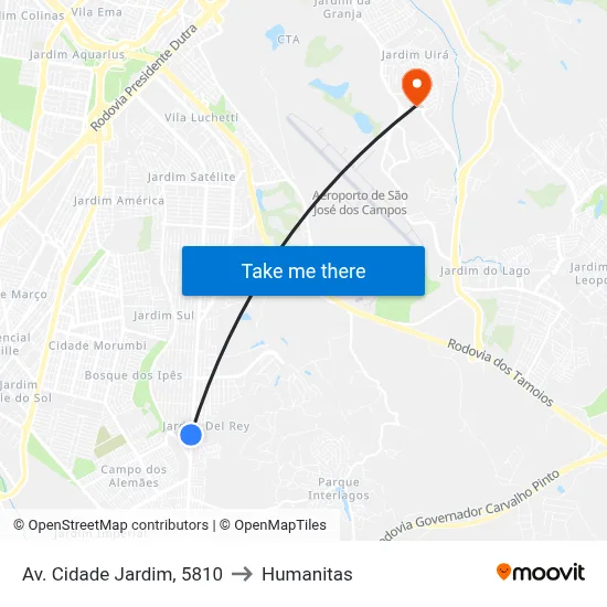 Av. Cidade Jardim, 5810 to Humanitas map