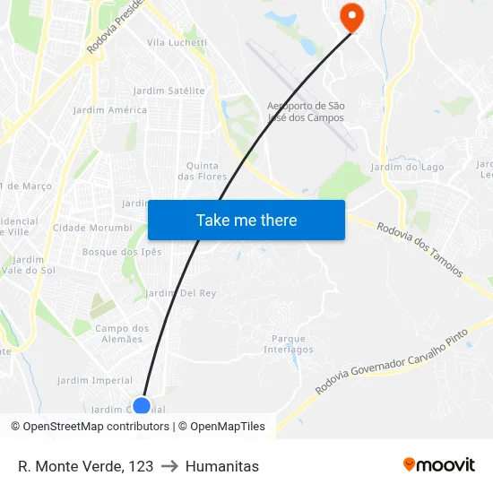 R. Monte Verde, 123 to Humanitas map
