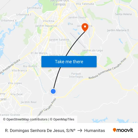 R. Domingas Senhora De Jesus, S/Nº to Humanitas map