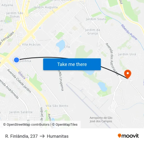 R. Finlândia, 237 to Humanitas map