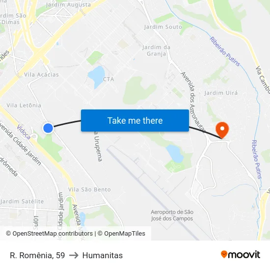 R. Romênia, 59 to Humanitas map