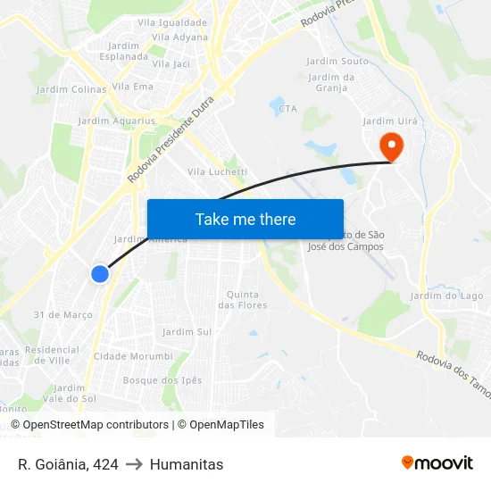 R. Goiânia, 424 to Humanitas map