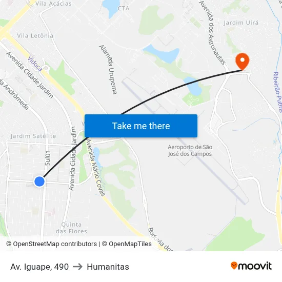 Av. Iguape, 490 to Humanitas map