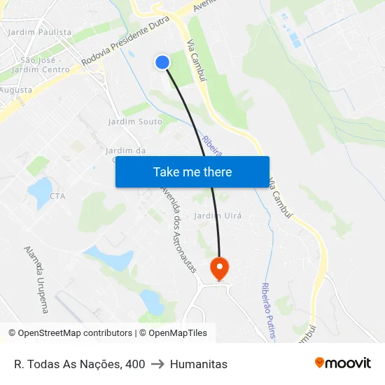 R. Todas As Nações, 400 to Humanitas map