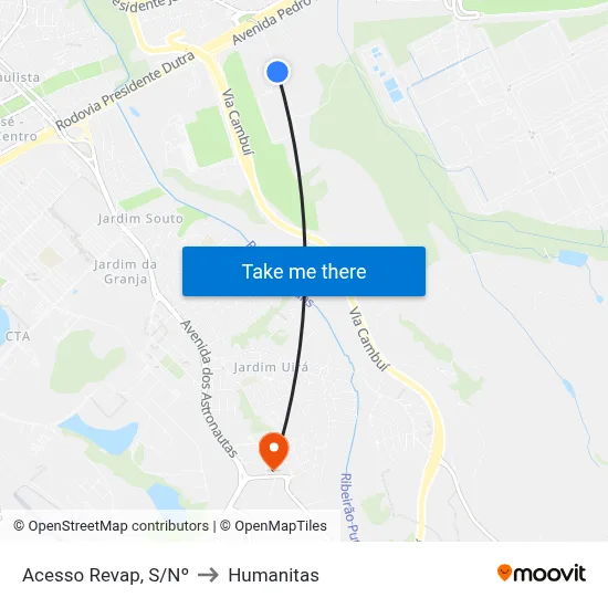 Acesso Revap, S/Nº to Humanitas map