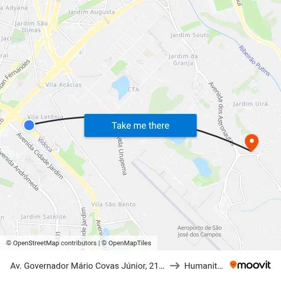 Av. Governador Mário Covas Júnior, 2121 to Humanitas map