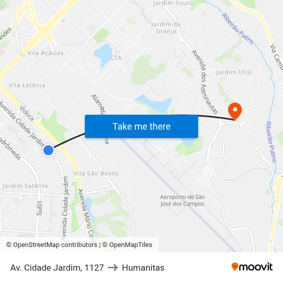 Av. Cidade Jardim, 1127 to Humanitas map