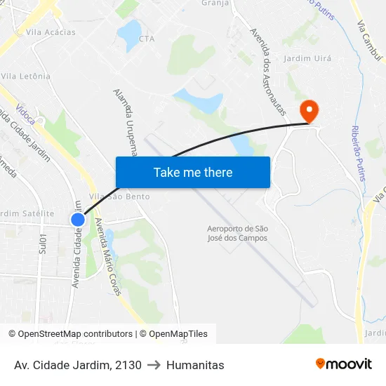 Av. Cidade Jardim, 2130 to Humanitas map
