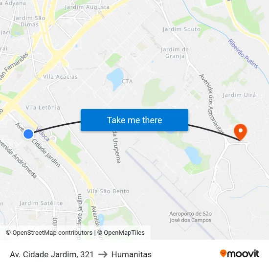 Av. Cidade Jardim, 321 to Humanitas map
