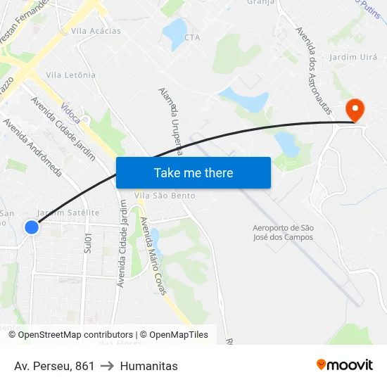Av. Perseu, 861 to Humanitas map