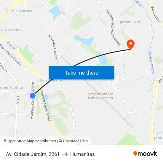 Av. Cidade Jardim, 2261 to Humanitas map